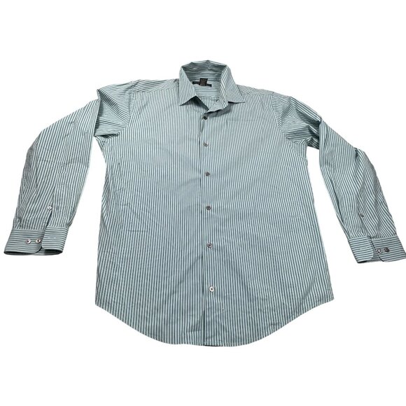 Banana Republic Men's Large Blue Striped Stretch Classic Button-Down Shirt - Picture 1 of 8